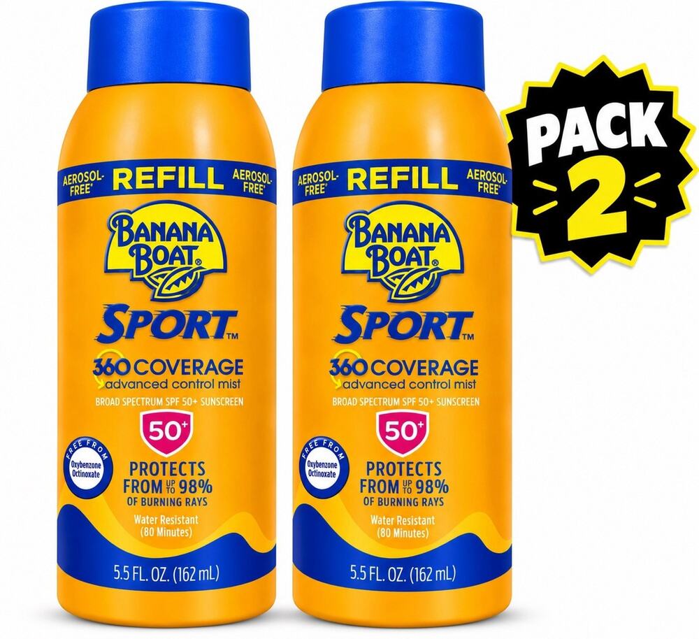 Banana Boat Sport 360 Coverage SPF 50 Mist Sunscreen 5.5oz Lot of 2 Exp:03/2027